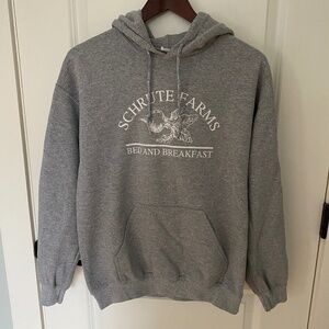 WOMANS GRAY SCHRUTE FARMS THE OFFICE HOODED SWEATSHIRT SIZE MEDIUM